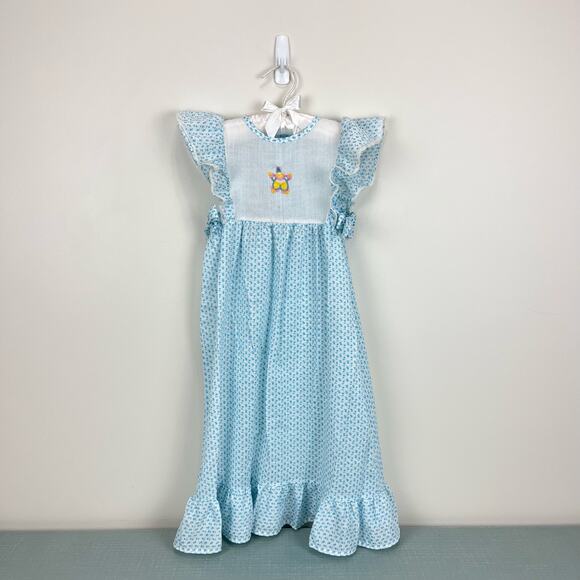 Vintage Kids Count Blue Floral Ruffle Nightgown 3T - Picture 1 of 10